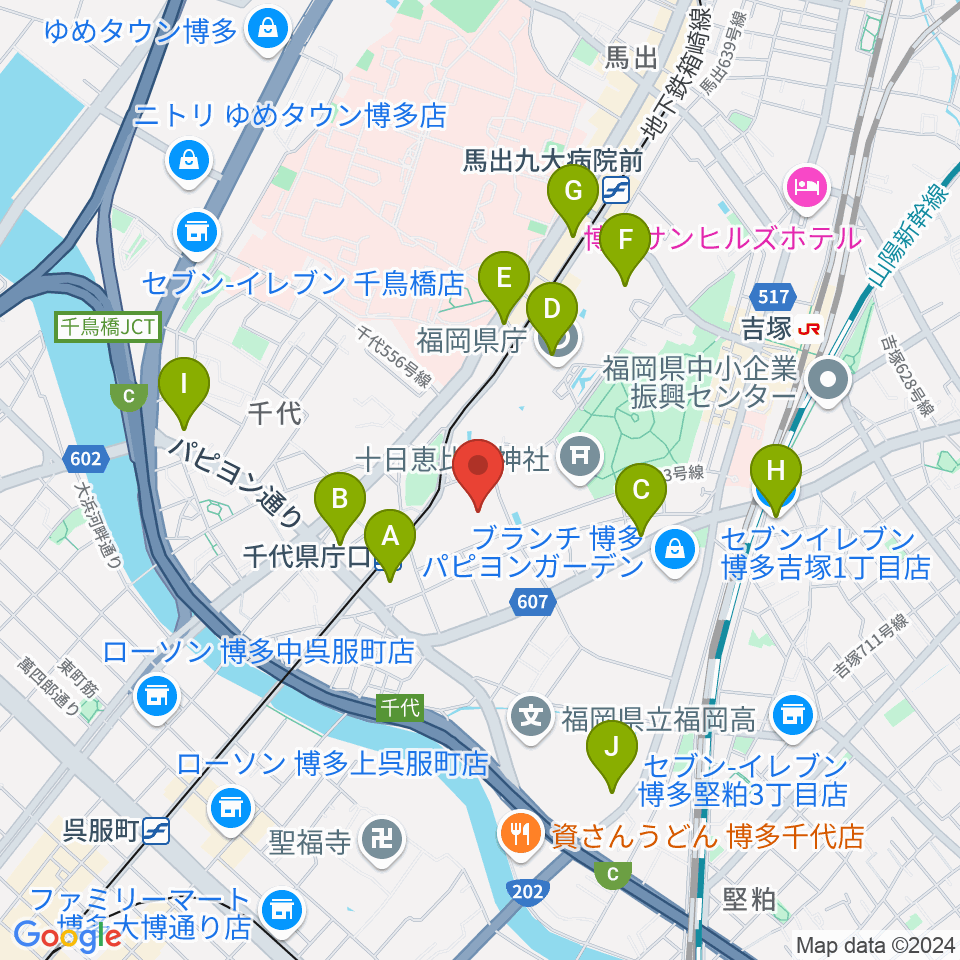 福岡市民体育館周辺のコンビニエンスストア一覧地図