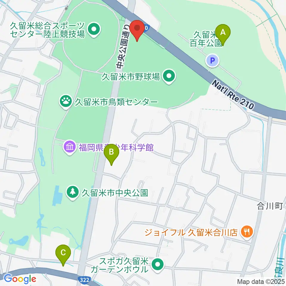 久留米アリーナ周辺のコンビニエンスストア一覧地図