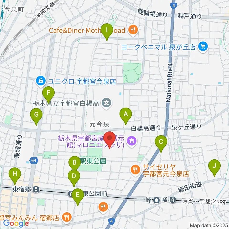 ブレックスアリーナ宇都宮周辺のコンビニエンスストア一覧地図