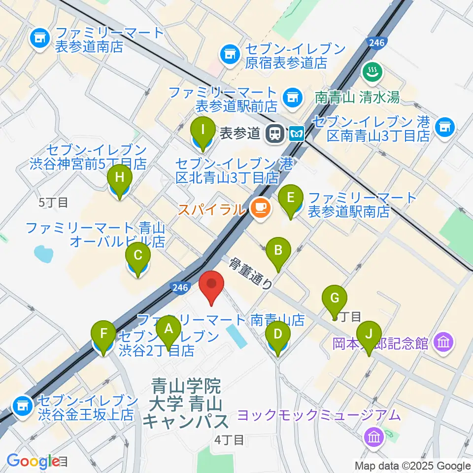 青山学院記念館周辺のコンビニエンスストア一覧地図