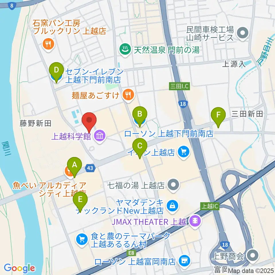 リージョンプラザ上越周辺のコンビニエンスストア一覧地図