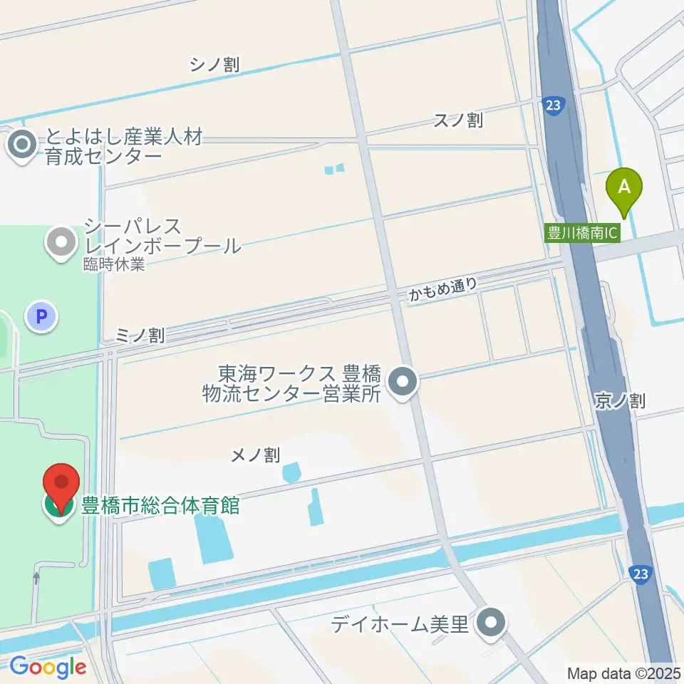 豊橋市総合体育館周辺のコンビニエンスストア一覧地図