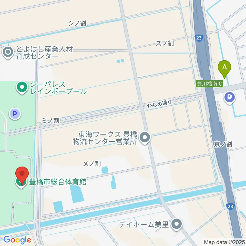 豊橋市総合体育館周辺のコンビニエンスストア一覧地図