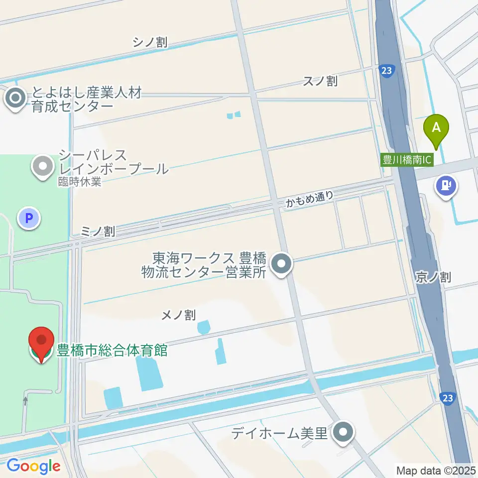 豊橋市総合体育館周辺のコンビニエンスストア一覧地図
