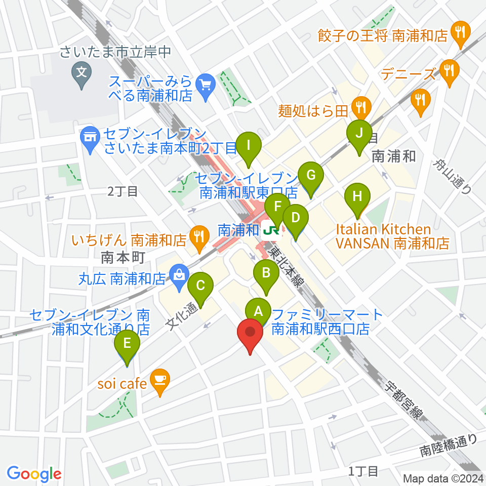 スタジオパックス南浦和店周辺のコンビニエンスストア一覧地図