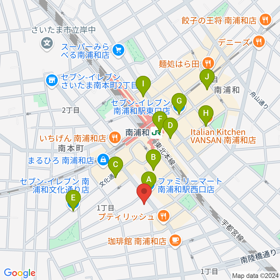 スタジオパックス南浦和店周辺のコンビニエンスストア一覧地図