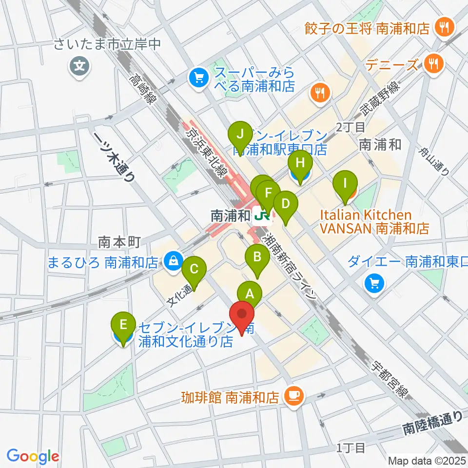 スタジオパックス南浦和店周辺のコンビニエンスストア一覧地図