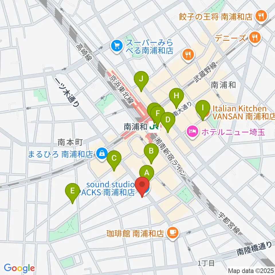 スタジオパックス南浦和店周辺のコンビニエンスストア一覧地図
