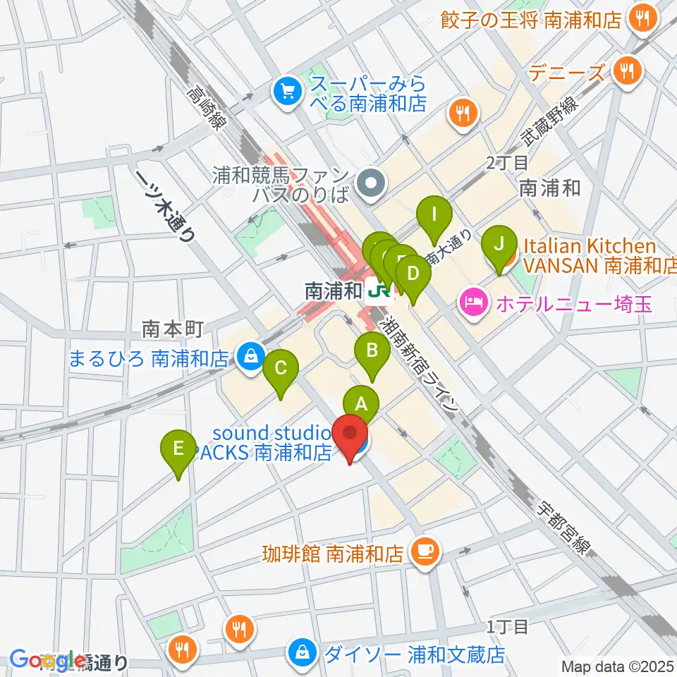 スタジオパックス南浦和店周辺のコンビニエンスストア一覧地図