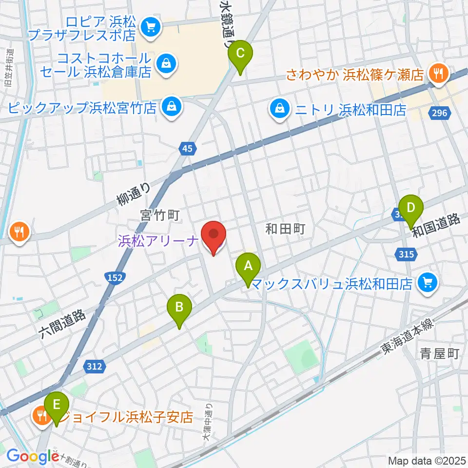 浜松アリーナ周辺のコンビニエンスストア一覧地図