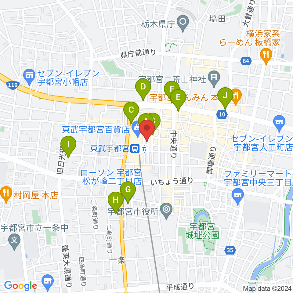 ヘブンズロック宇都宮2/3周辺のコンビニエンスストア一覧地図