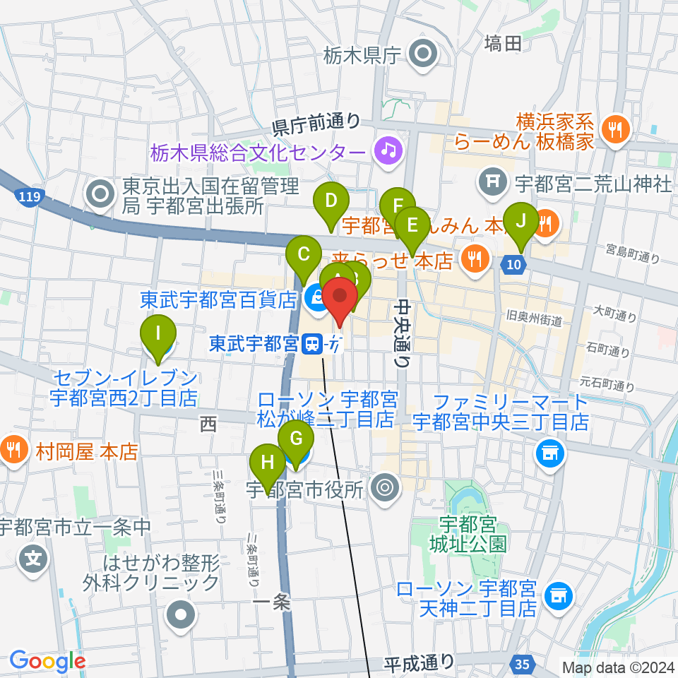 ヘブンズロック宇都宮2/3周辺のコンビニエンスストア一覧地図