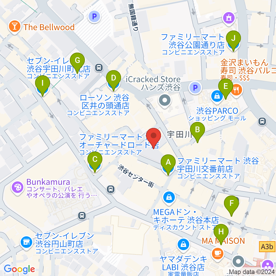 渋谷ヨシモト∞ドーム周辺のコンビニエンスストア一覧地図