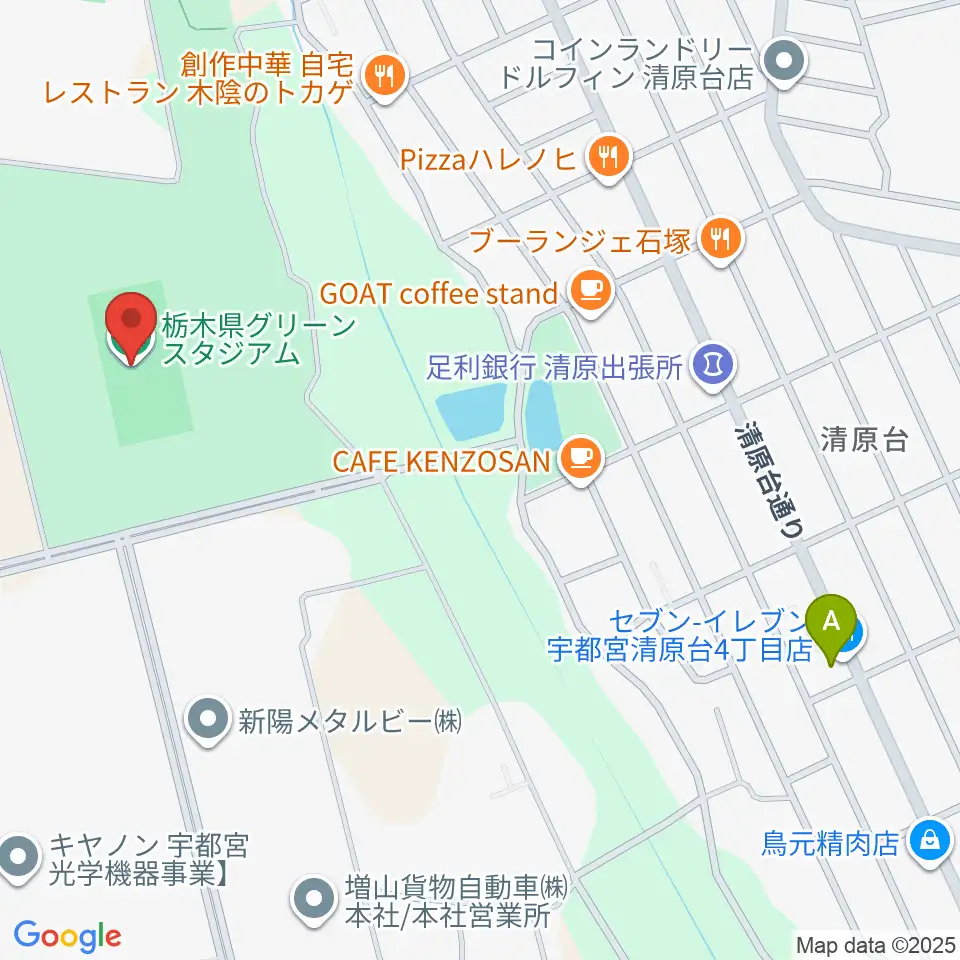 ホンダヒート・グリーンスタジアム周辺のコンビニエンスストア一覧地図