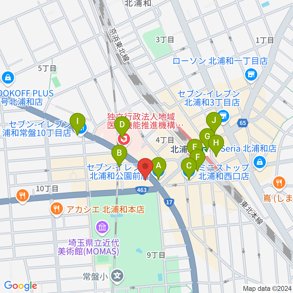 北浦和キャンディー周辺のコンビニエンスストア一覧地図