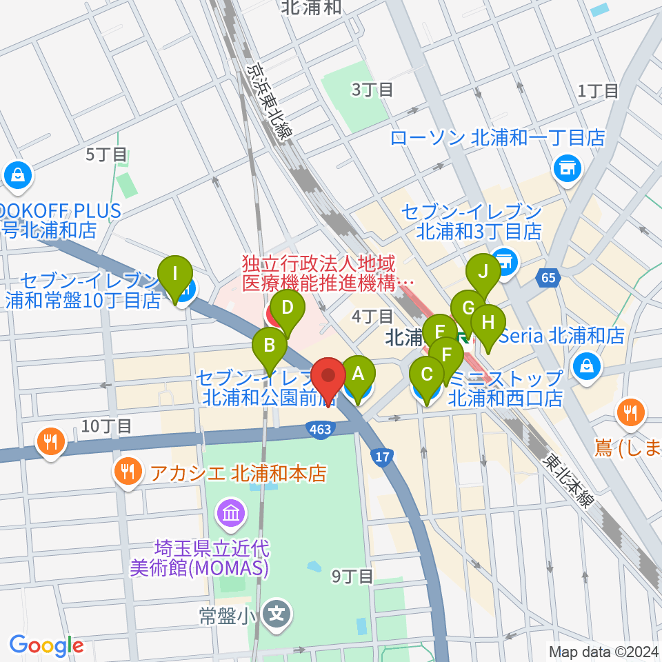 北浦和キャンディー周辺のコンビニエンスストア一覧地図