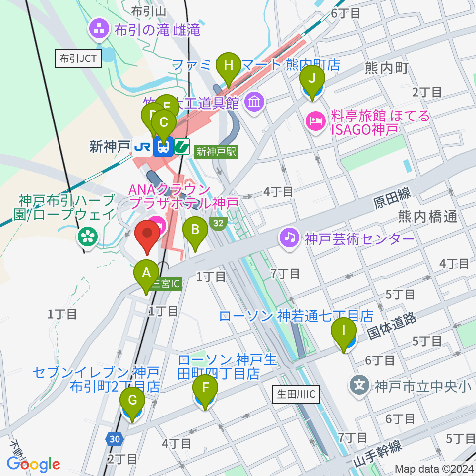 アイア2.5シアター神戸周辺のコンビニエンスストア一覧地図