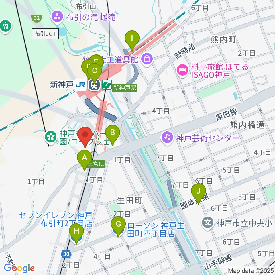 アイア2.5シアター神戸周辺のコンビニエンスストア一覧地図