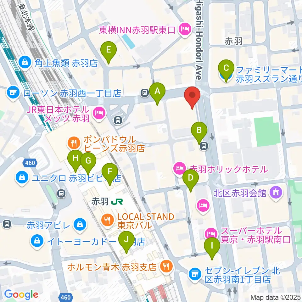 赤羽レニーアルファ周辺のコンビニエンスストア一覧地図