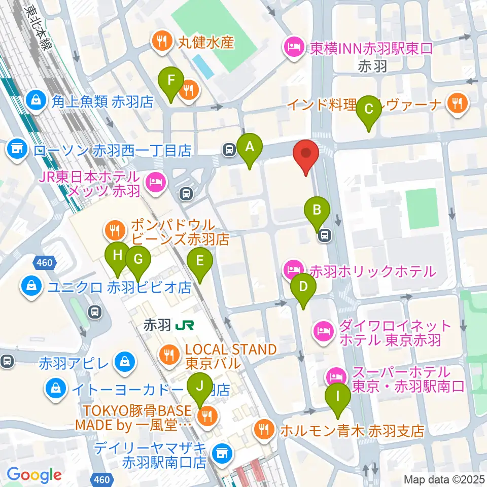 赤羽レニーアルファ周辺のコンビニエンスストア一覧地図