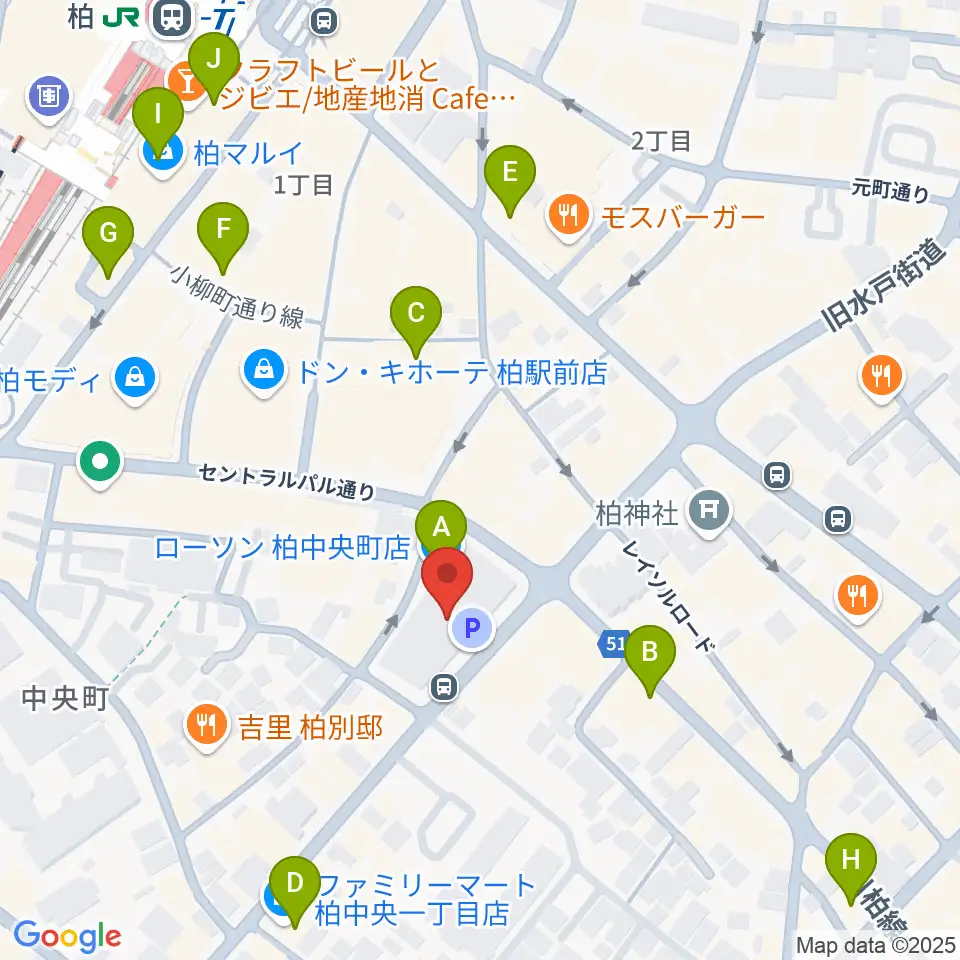 ディスクユニオン柏店周辺のコンビニエンスストア一覧地図