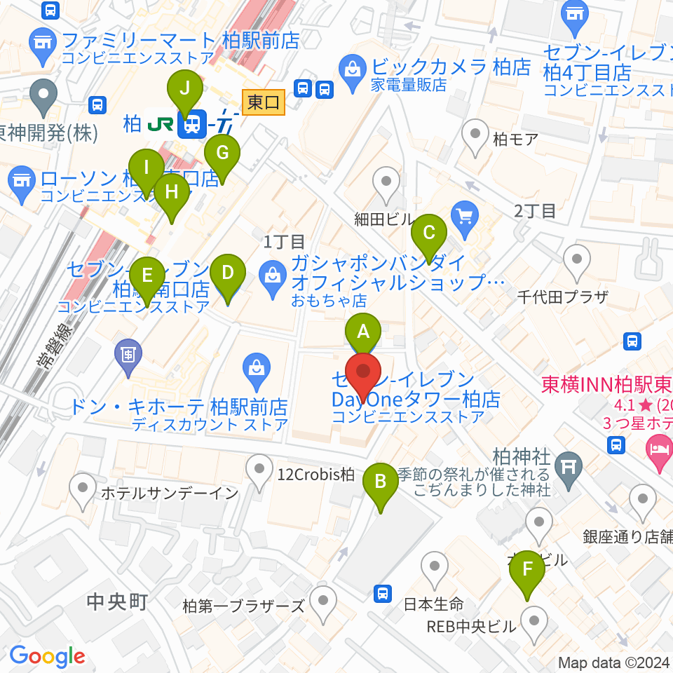 パレット柏周辺のコンビニエンスストア一覧地図