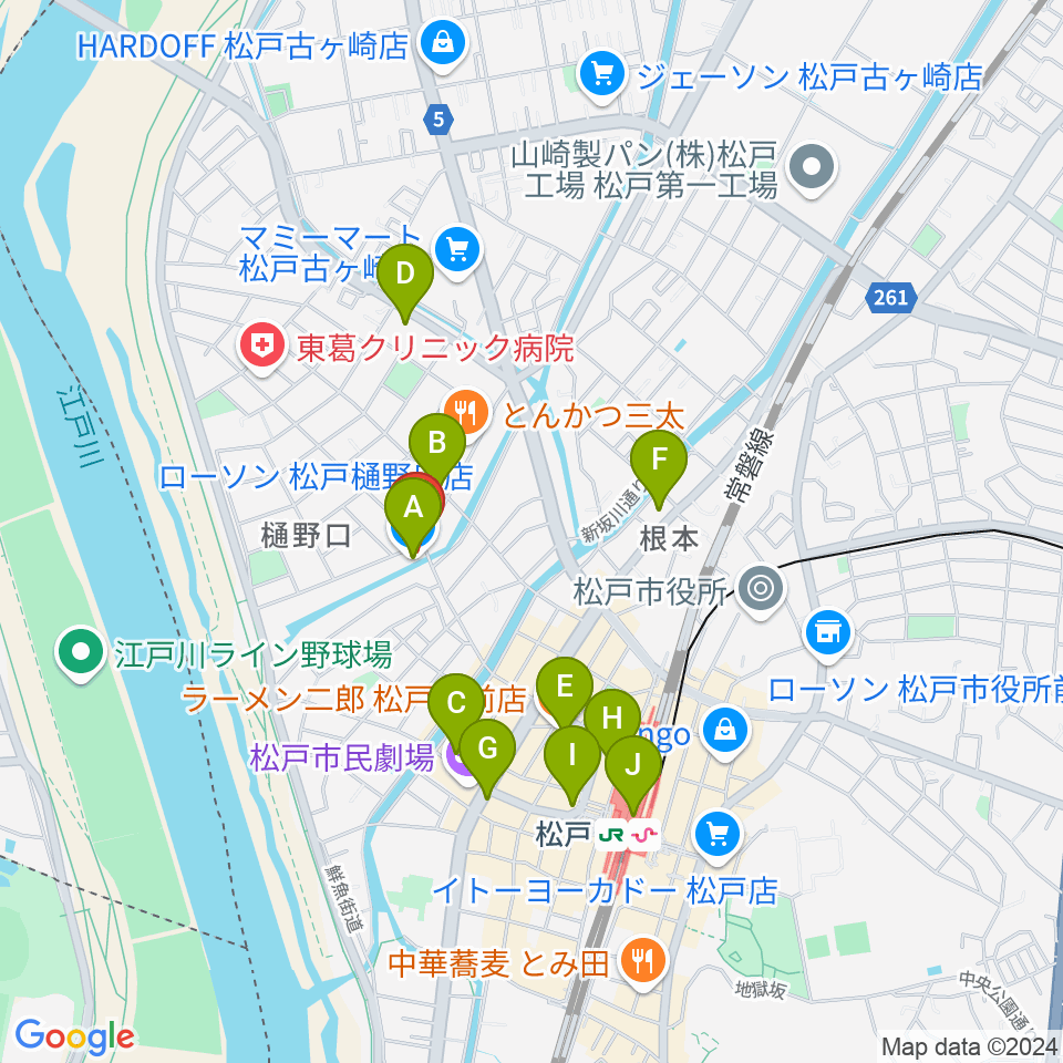 松戸StageV周辺のコンビニエンスストア一覧地図