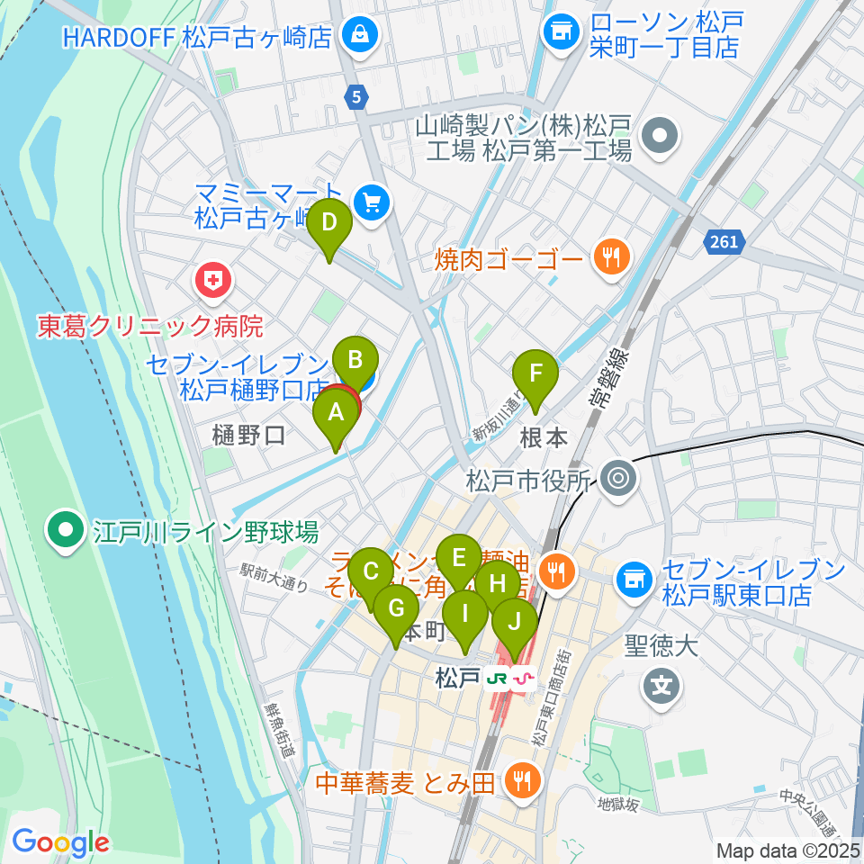 松戸StageV周辺のコンビニエンスストア一覧地図