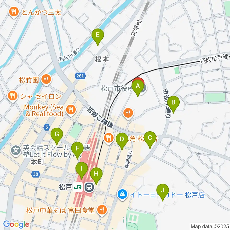 松戸運動公園体育館周辺のコンビニエンスストア一覧地図