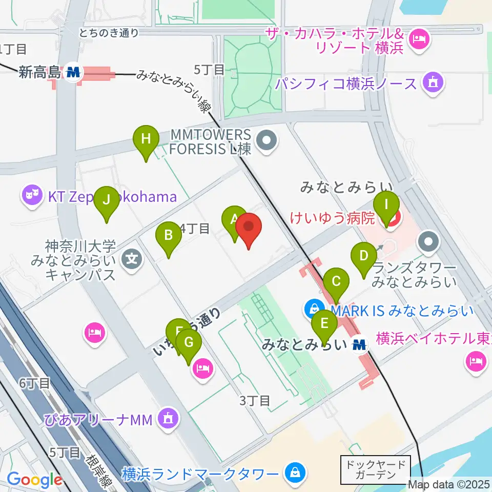 キノシネマ横浜みなとみらい周辺のコンビニエンスストア一覧地図