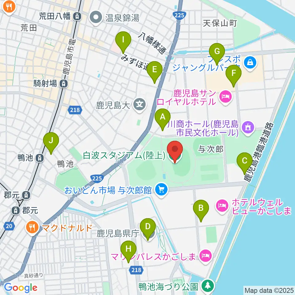 白波スタジアム周辺のコンビニエンスストア一覧地図