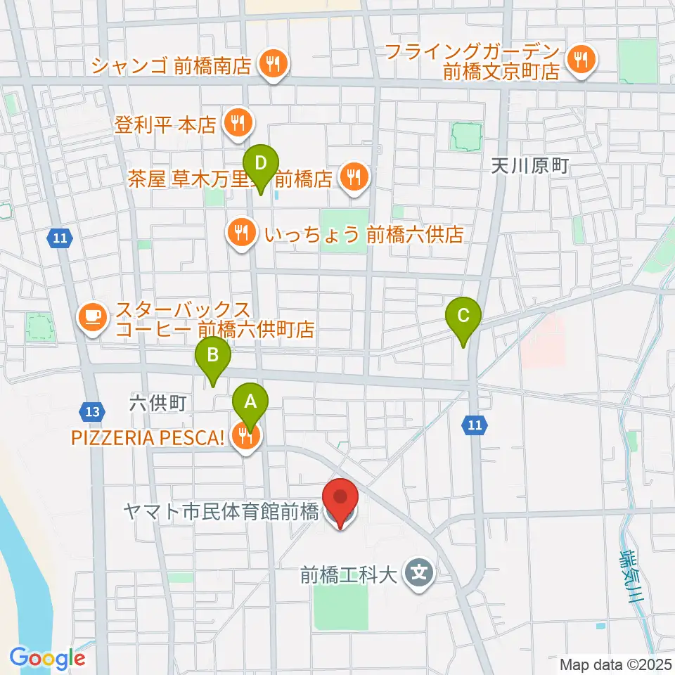 ヤマト市民体育館前橋周辺のコンビニエンスストア一覧地図