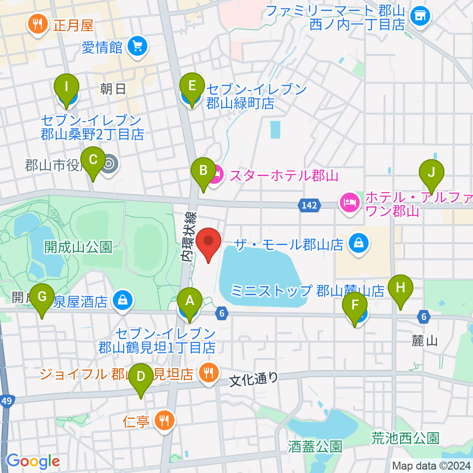 宝来屋 郡山総合体育館周辺のコンビニエンスストア一覧地図