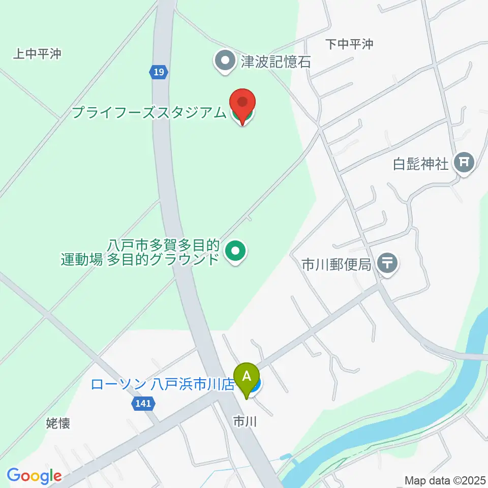 プライフーズスタジアム周辺のコンビニエンスストア一覧地図