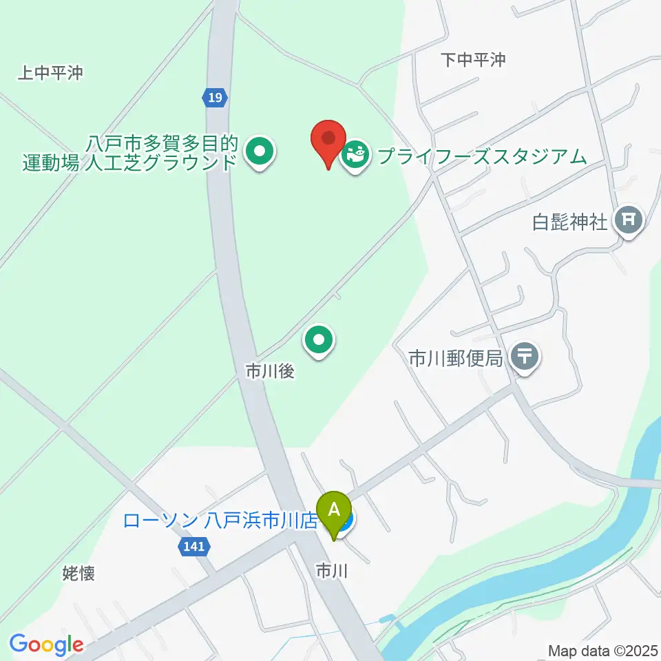 プライフーズスタジアム周辺のコンビニエンスストア一覧地図