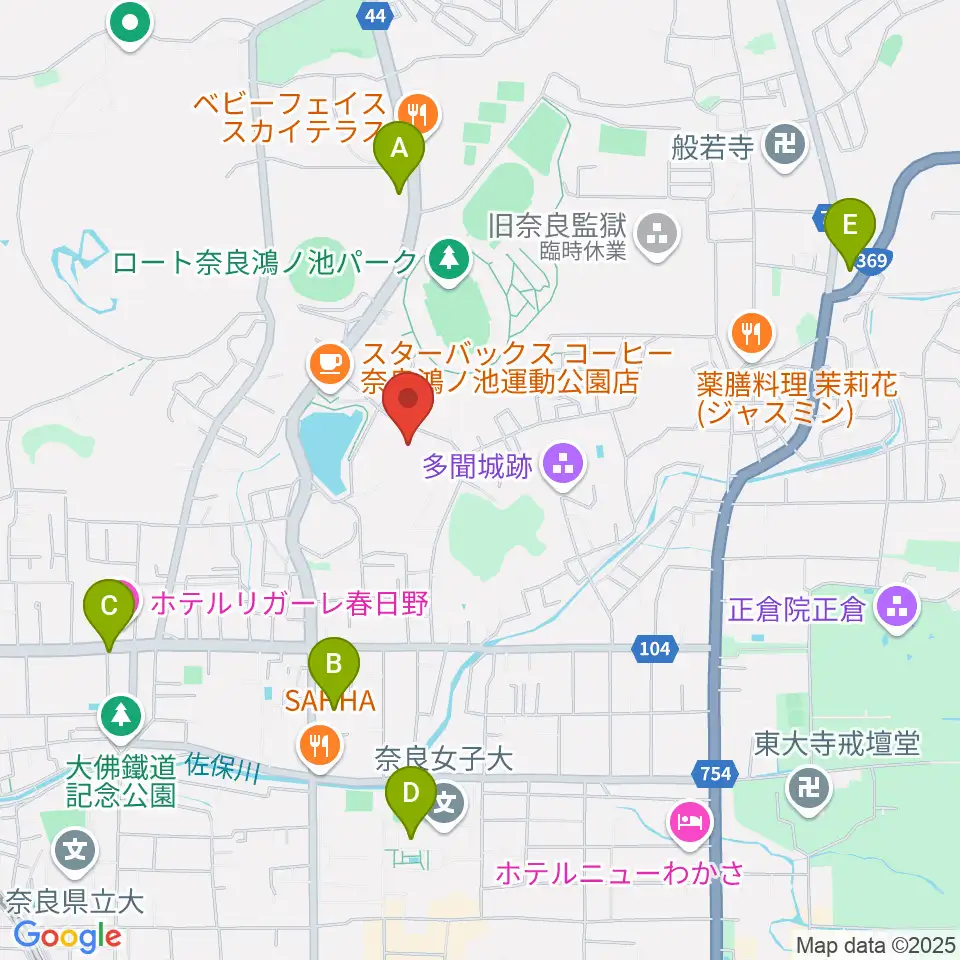 ロートアリーナ奈良周辺のコンビニエンスストア一覧地図