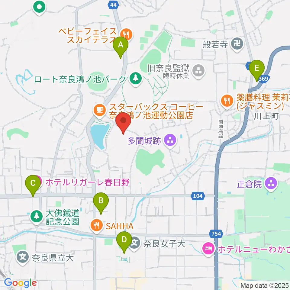 ロートアリーナ奈良周辺のコンビニエンスストア一覧地図