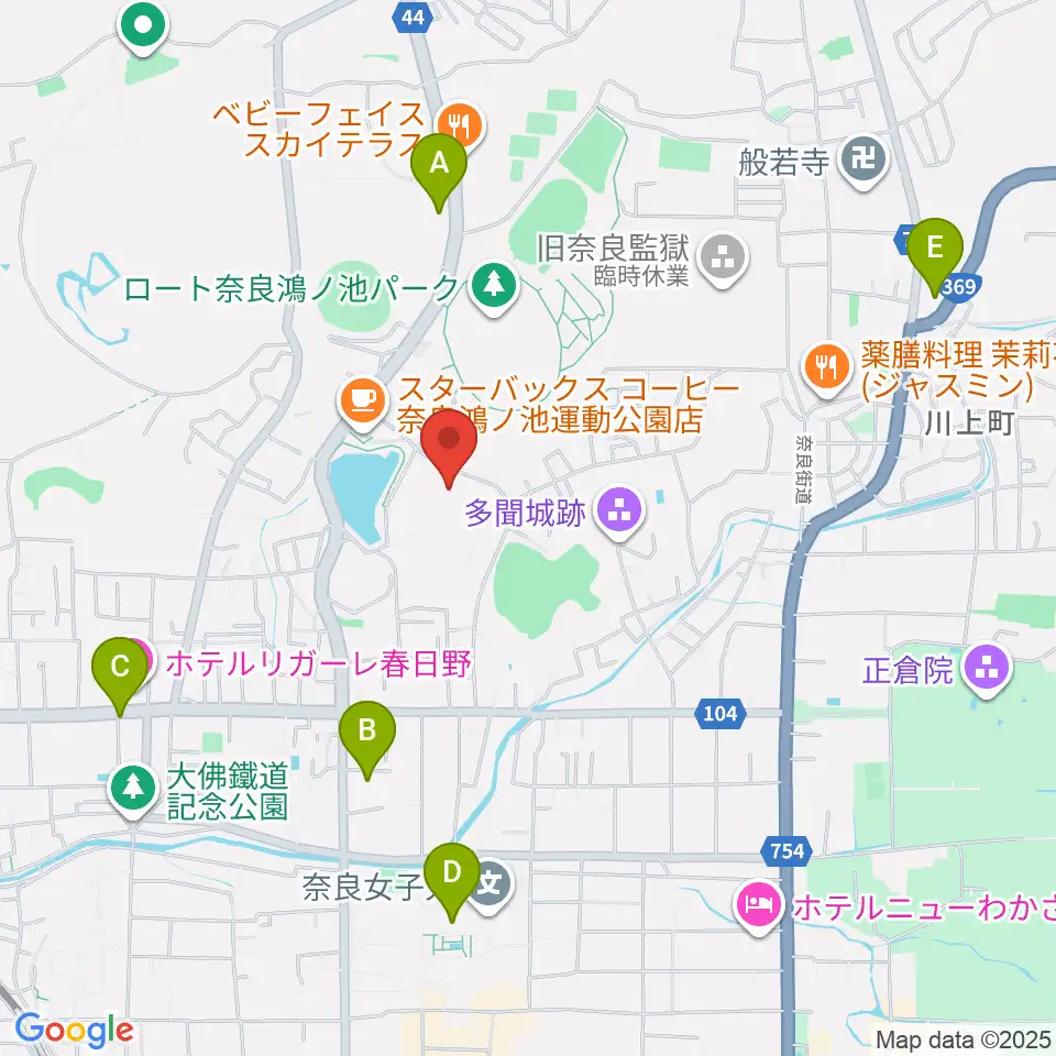 ロートアリーナ奈良周辺のコンビニエンスストア一覧地図