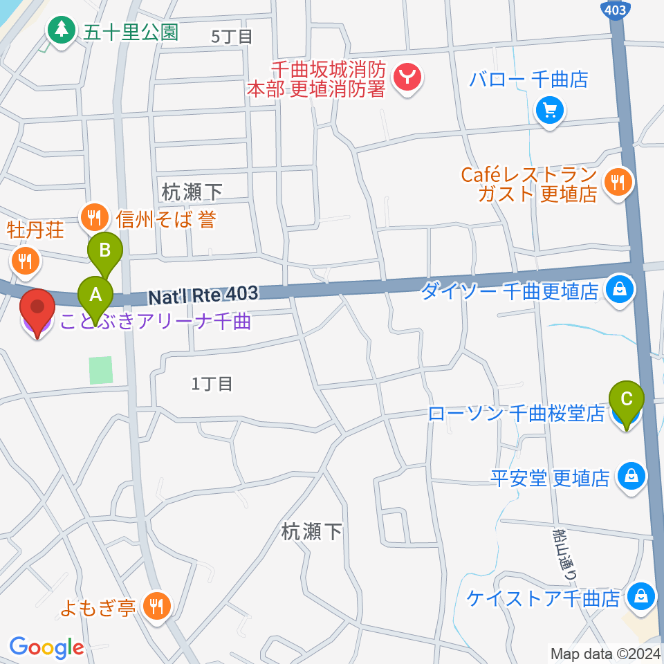 ことぶきアリーナ千曲周辺のコンビニエンスストア一覧地図