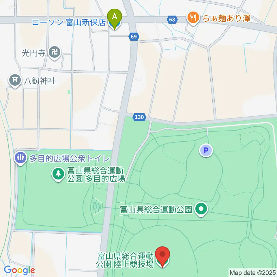 富山県総合運動公園陸上競技場周辺のコンビニエンスストア一覧地図