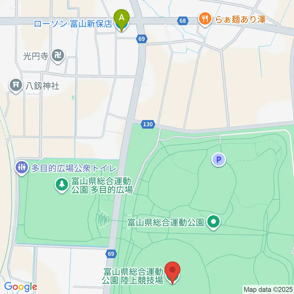 富山県総合運動公園陸上競技場周辺のコンビニエンスストア一覧地図