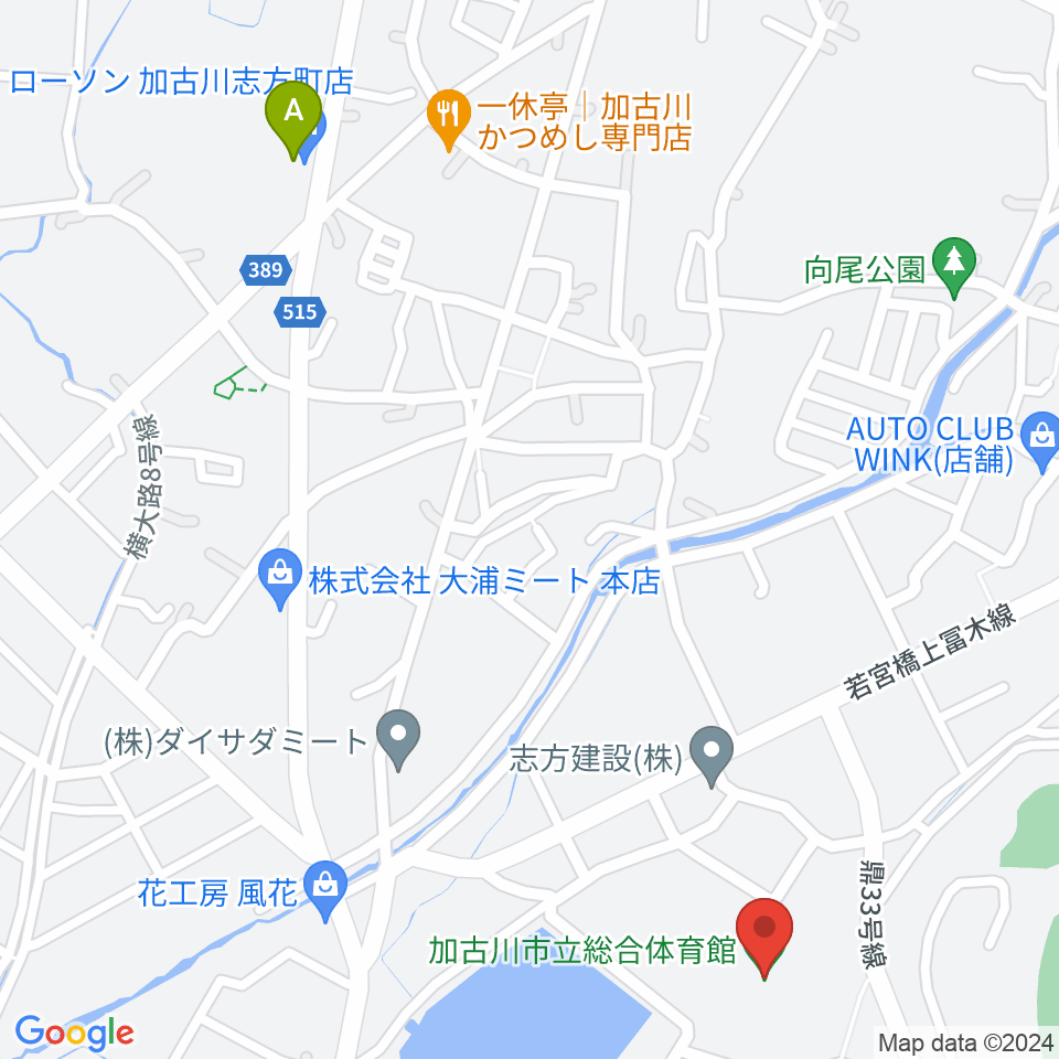加古川市立総合体育館周辺のコンビニエンスストア一覧地図