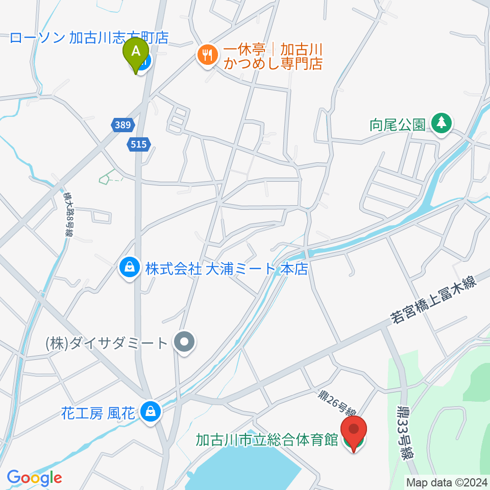 加古川市立総合体育館周辺のコンビニエンスストア一覧地図