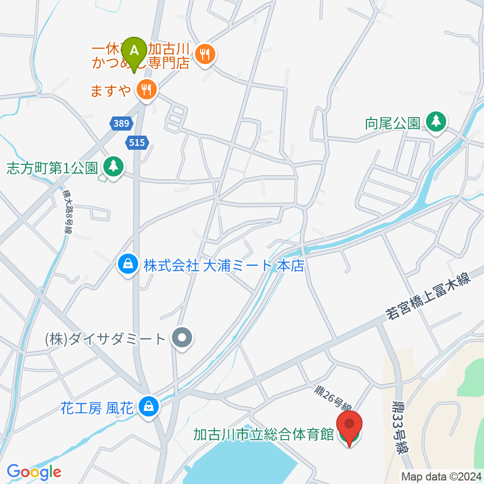 加古川市立総合体育館周辺のコンビニエンスストア一覧地図