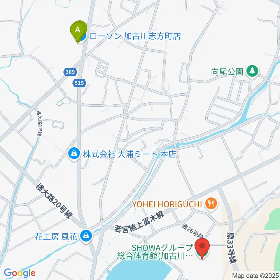 SHOWAグループ総合体育館周辺のコンビニエンスストア一覧地図