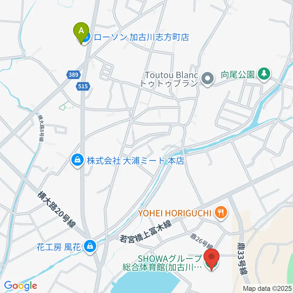 SHOWAグループ総合体育館周辺のコンビニエンスストア一覧地図