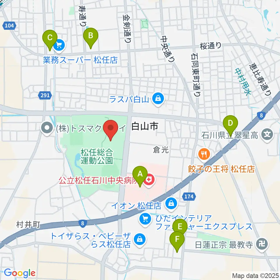 松任総合運動公園体育館周辺のコンビニエンスストア一覧地図