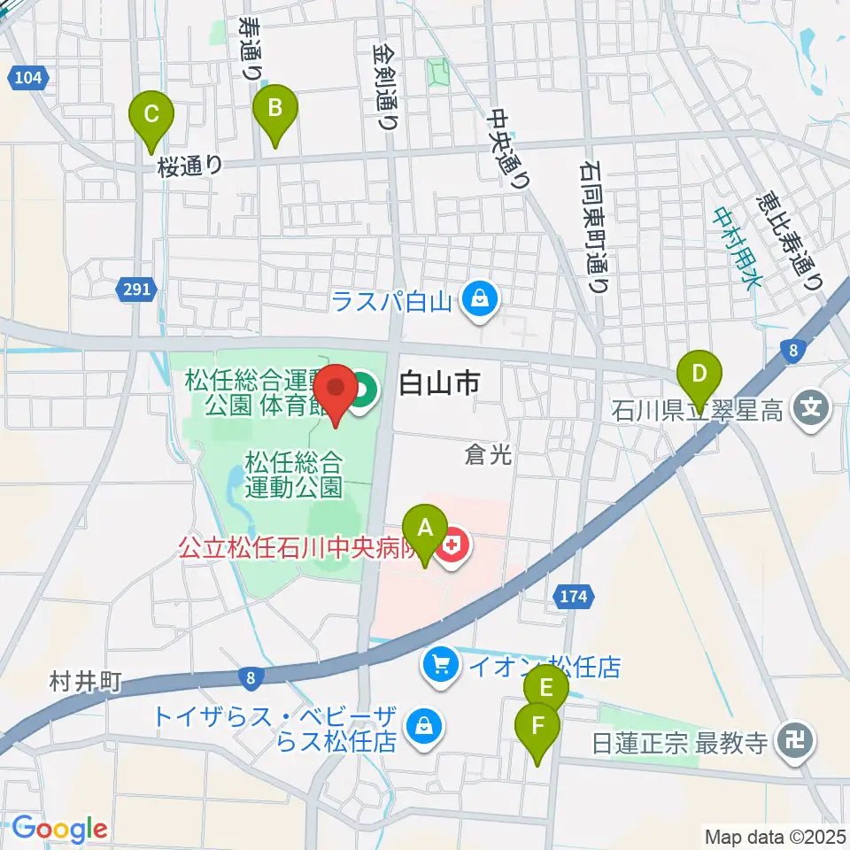 松任総合運動公園体育館周辺のコンビニエンスストア一覧地図