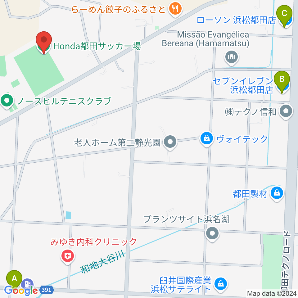 Honda都田サッカー場周辺のコンビニエンスストア一覧地図