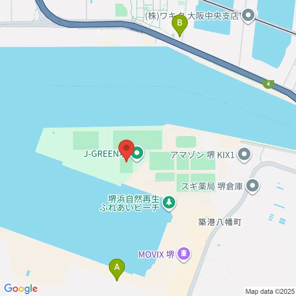 J-GREEN堺メインフィールド周辺のコンビニエンスストア一覧地図